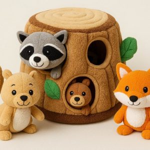 Plush Hide and Seek Toy with Multiple Squeaky Animals Inside
